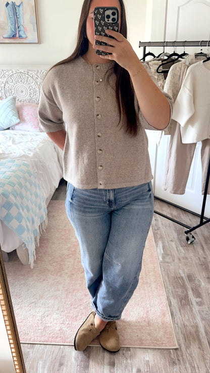 Addison Button Sweater- MOCHA