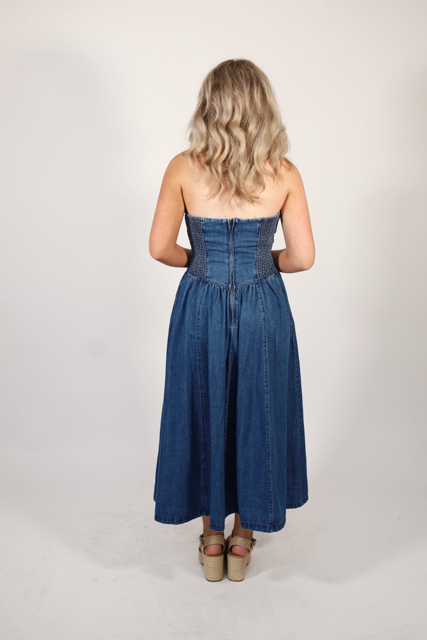 Rowan Strapless Denim Dress