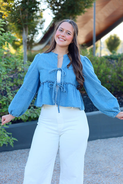 Daphne Denim Tie Top
