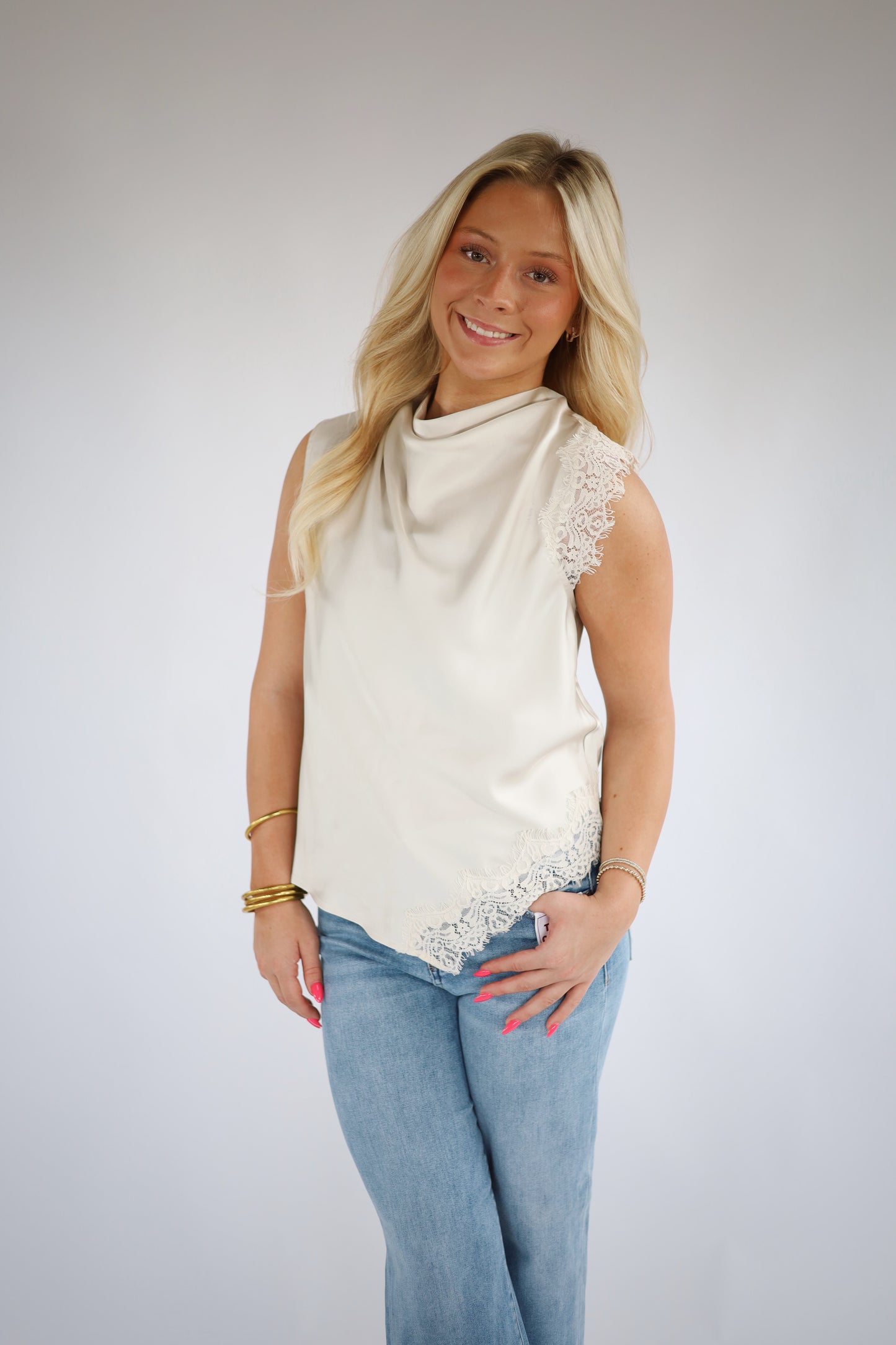 Champagne High Neck Top