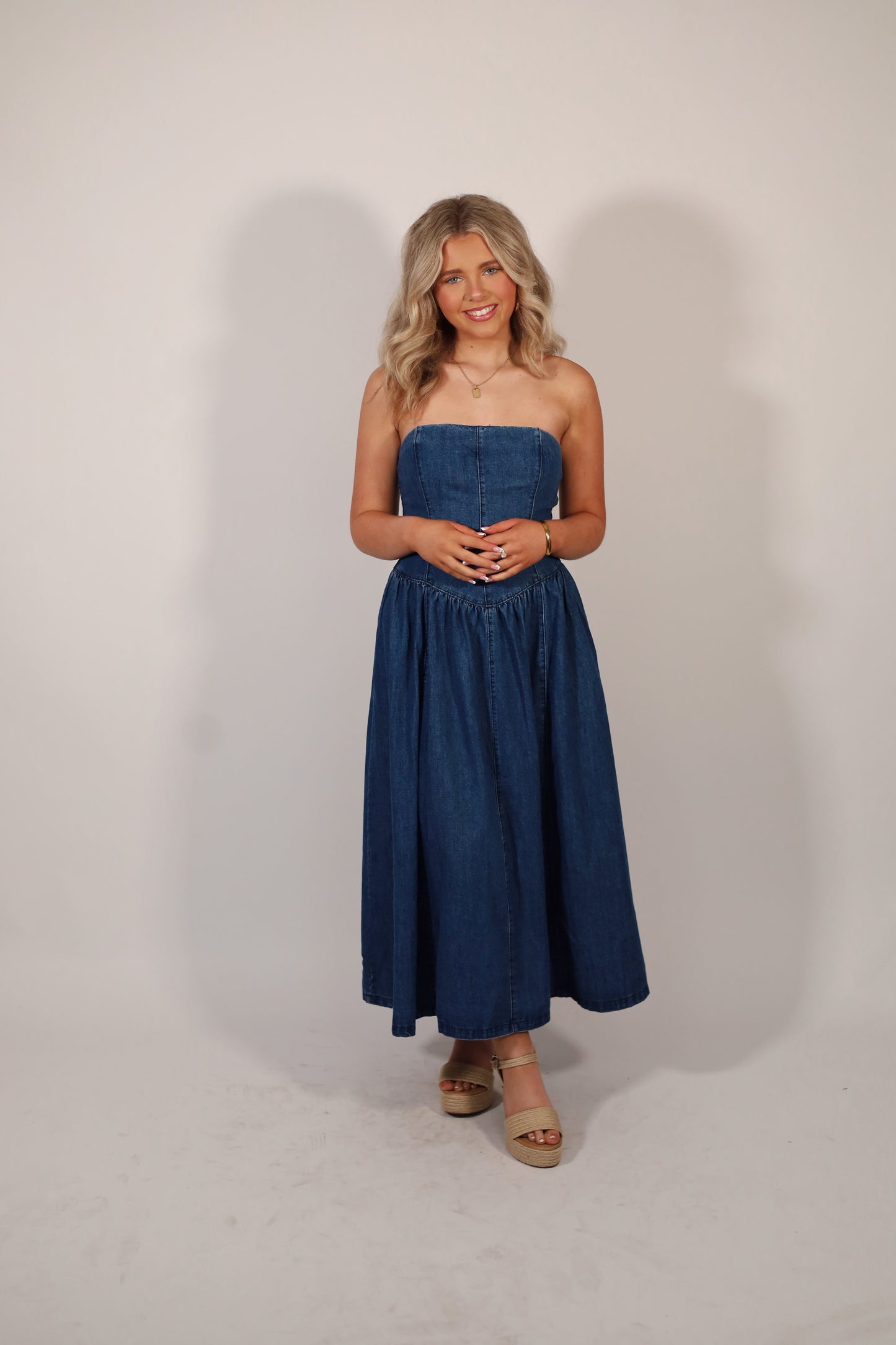 Rowan Strapless Denim Dress