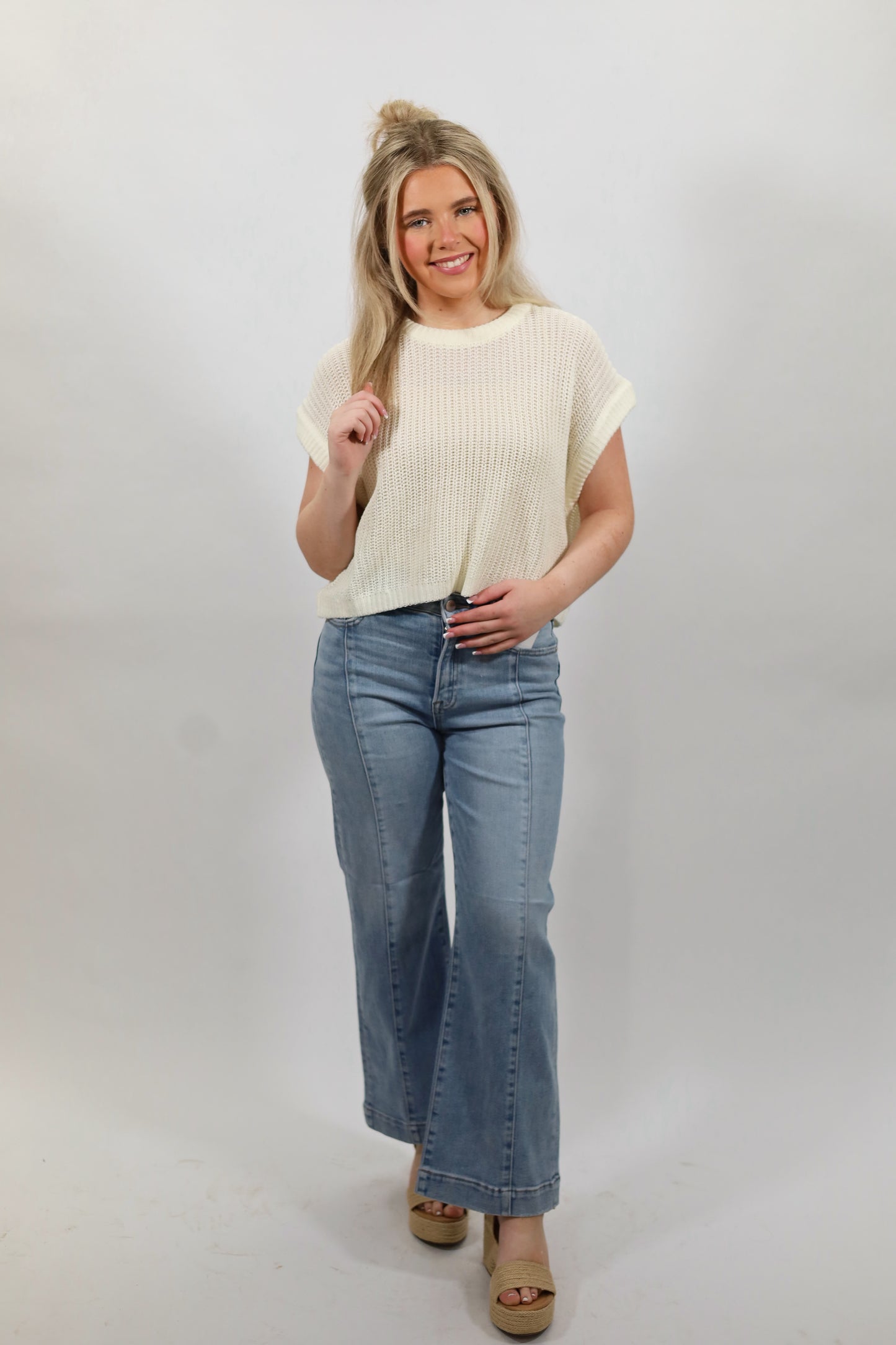 High Rise Crop Wide Jeans