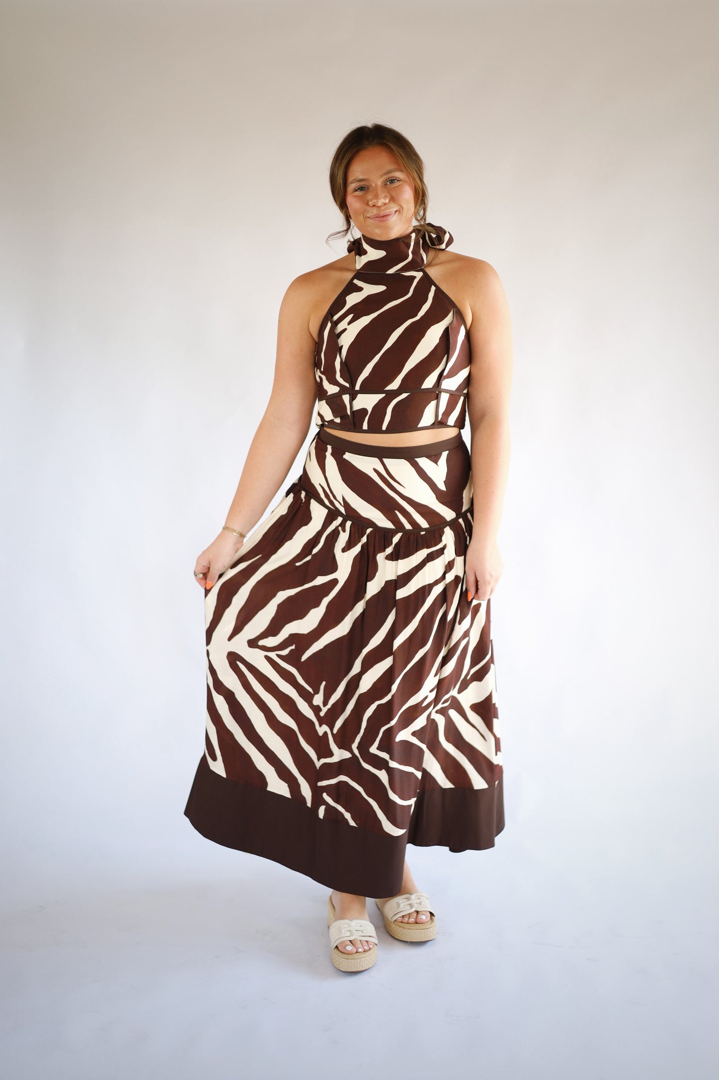 Zebra Top & Maxi Skirt Set