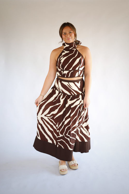 Zebra Top & Maxi Skirt Set