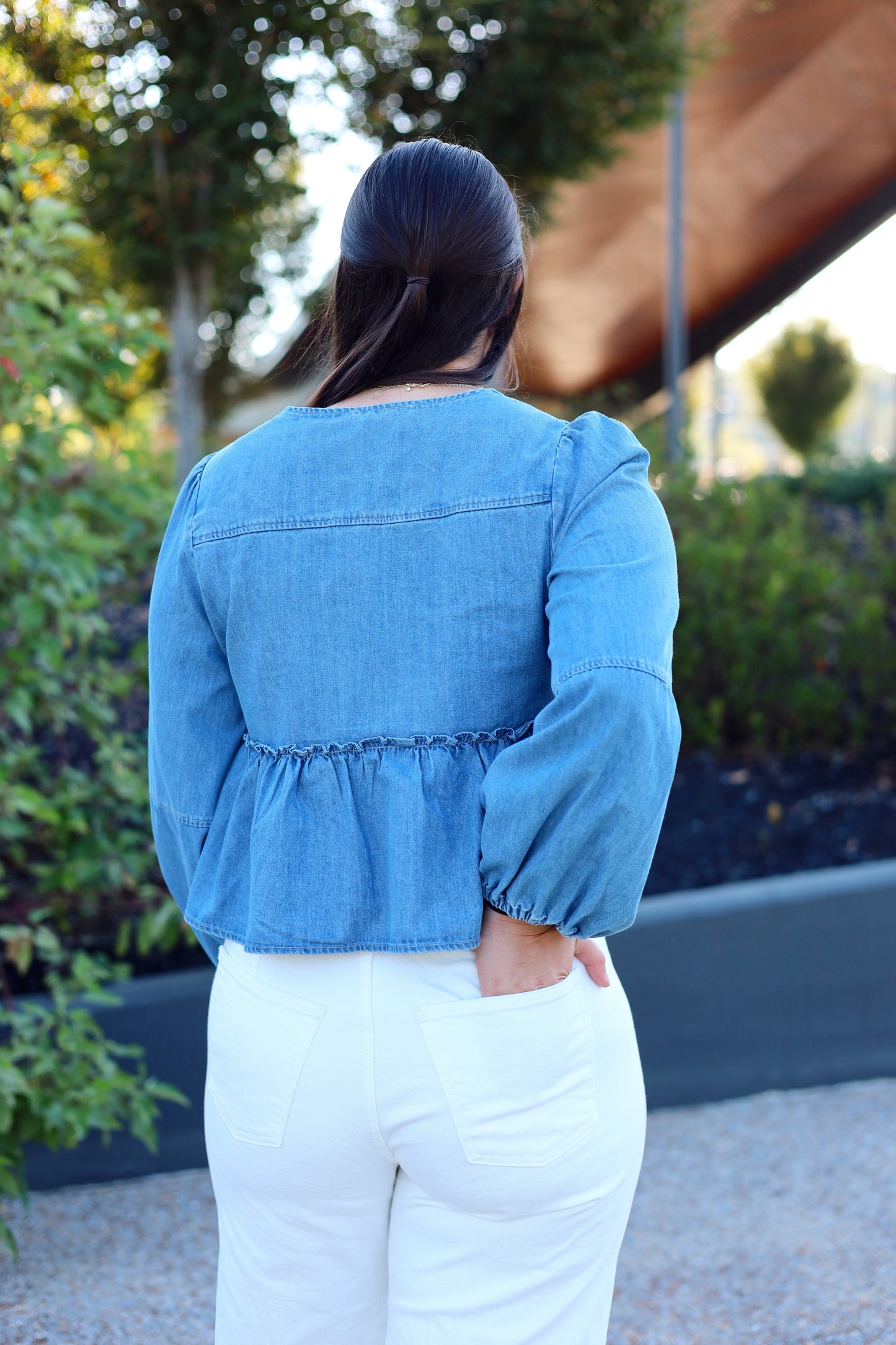 Daphne Denim Tie Top