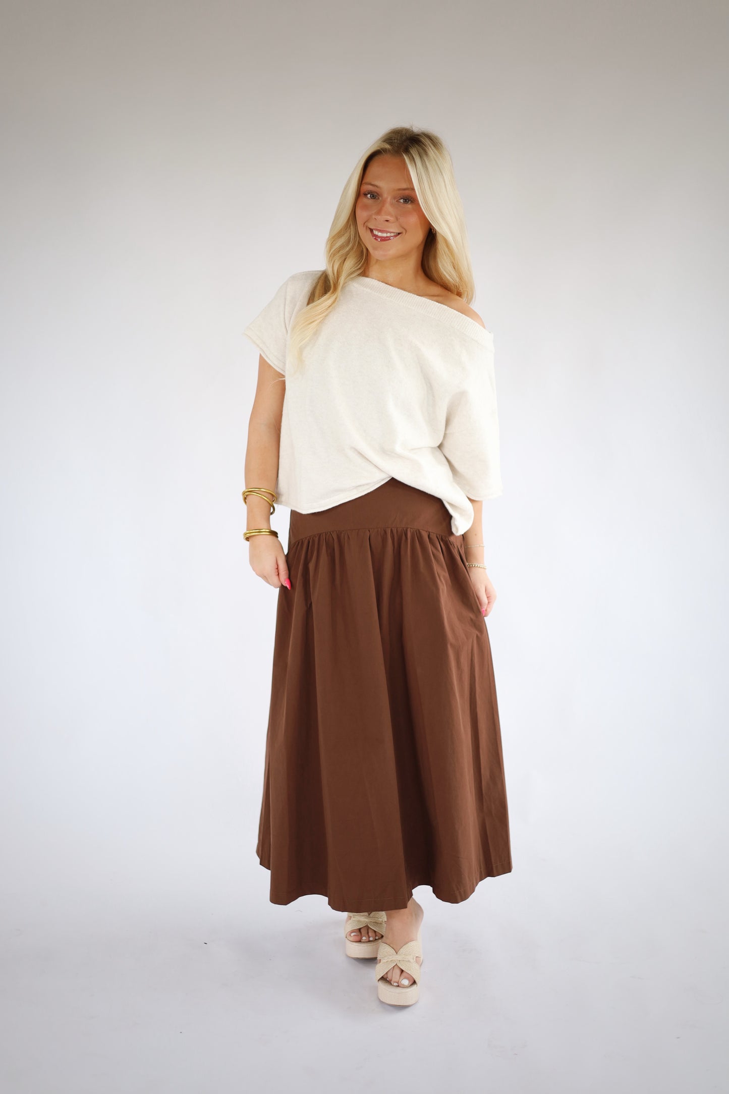 Coco Drop Waist Midi Skirt