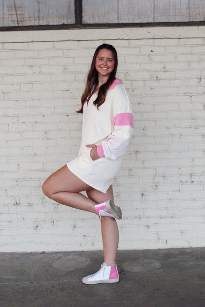 Runaway Romper-Cream/Pink