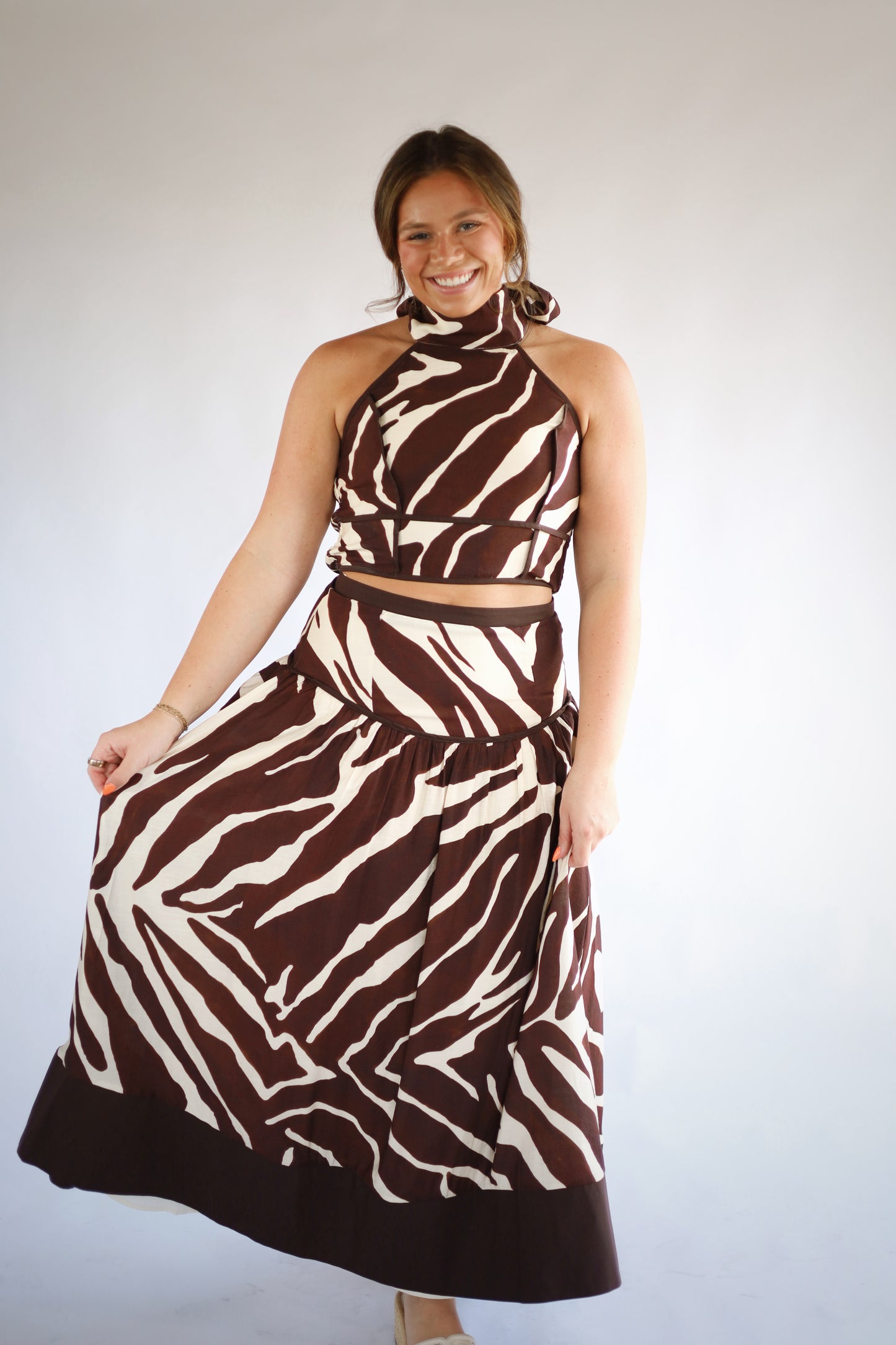 Zebra Top & Maxi Skirt Set