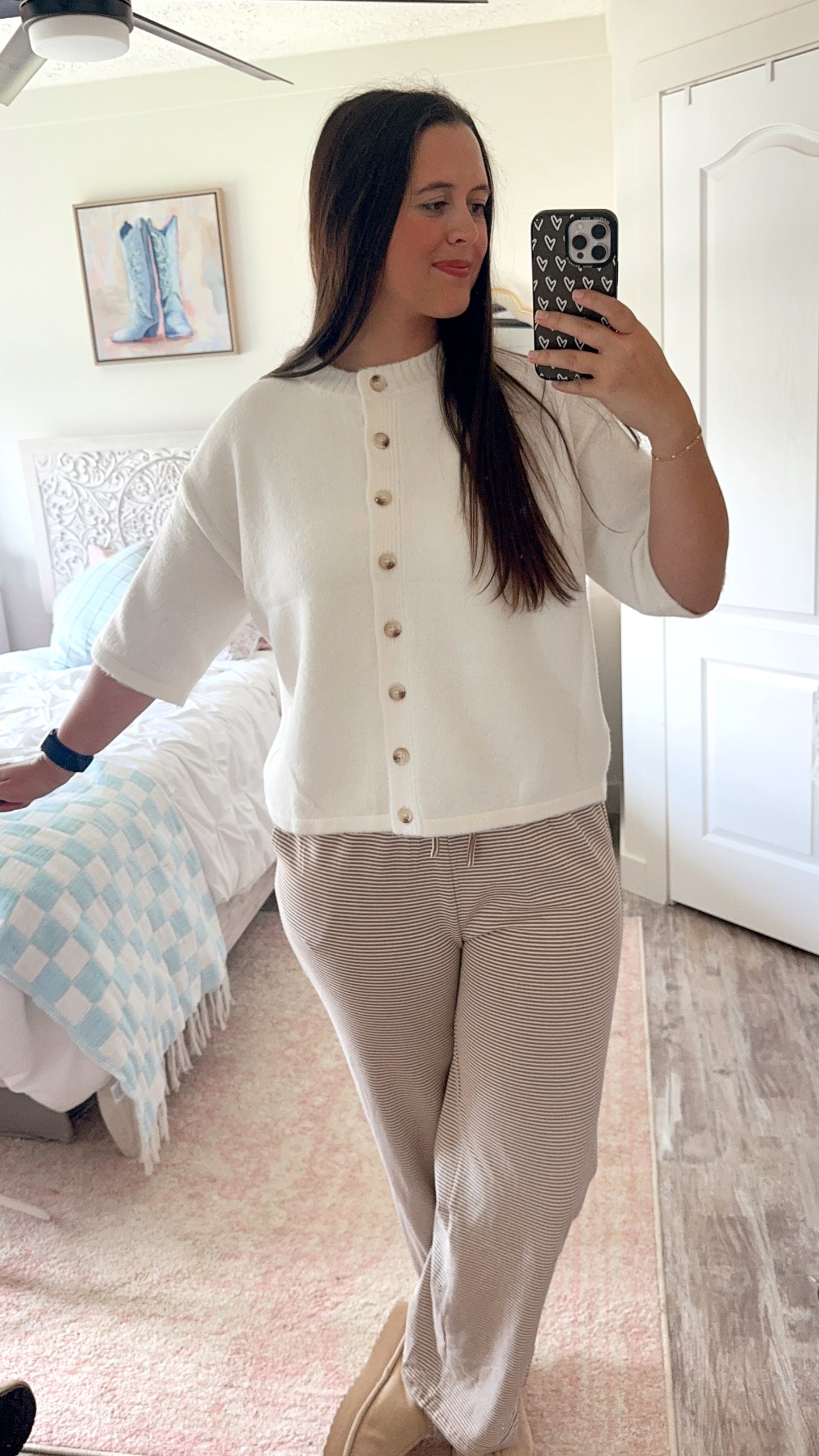 Addison Button Sweater- OFF WHITE