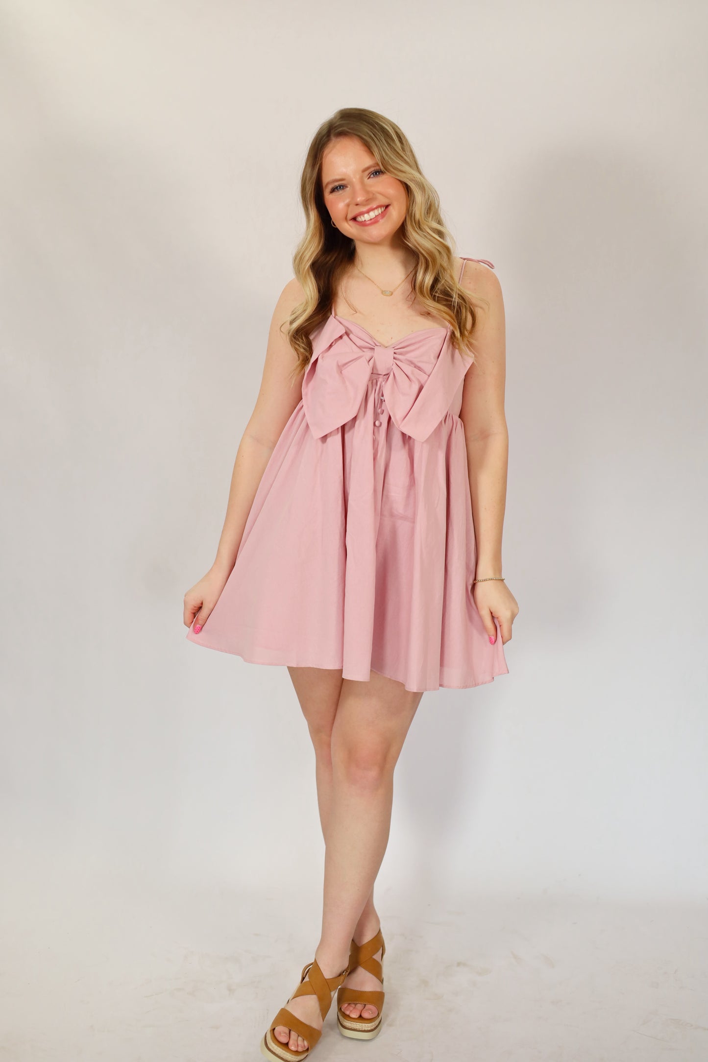 Brooklyn Bow Mini Dress- LAVENDER