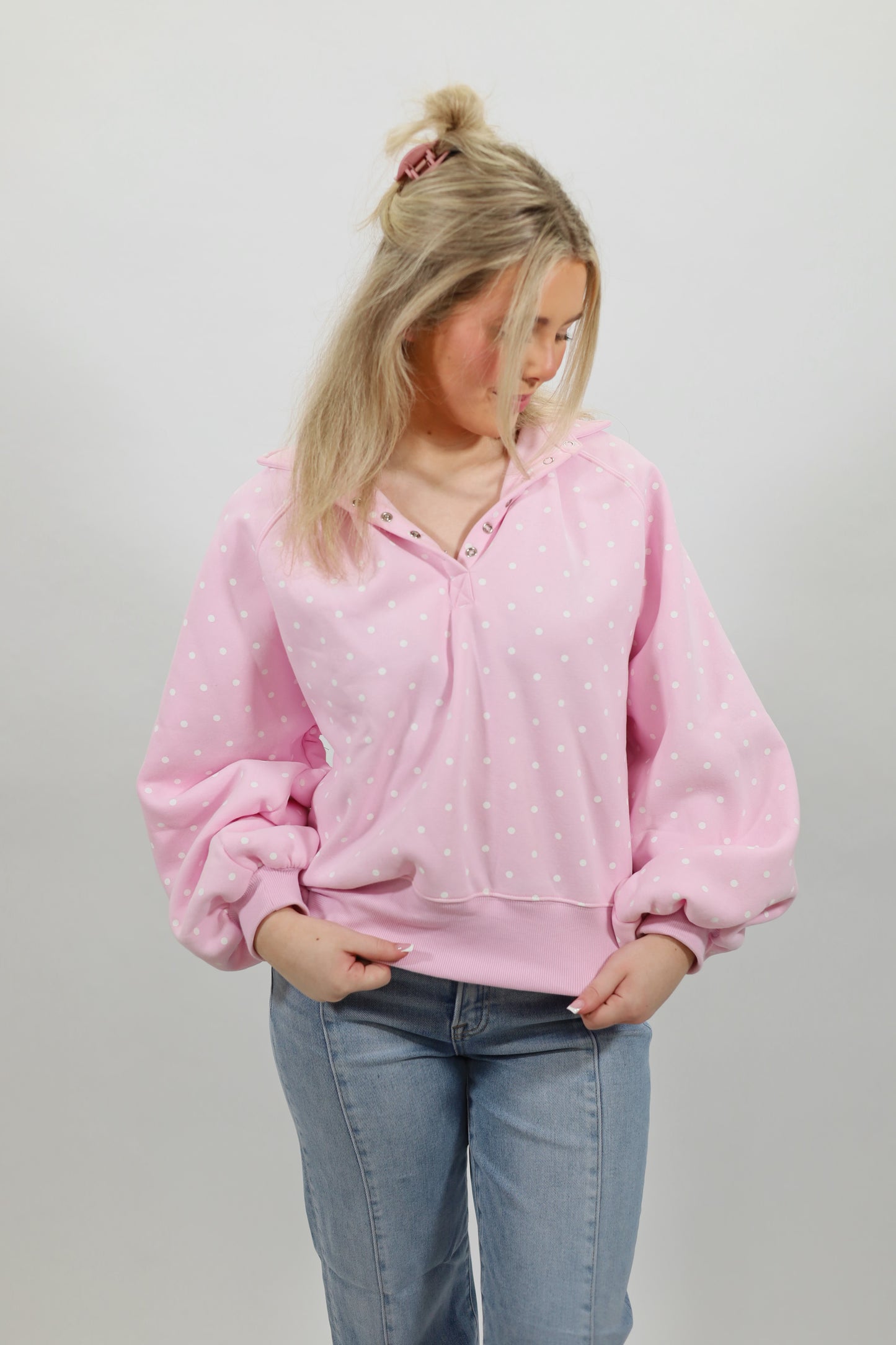 Polka Dot Piper Button Sweater