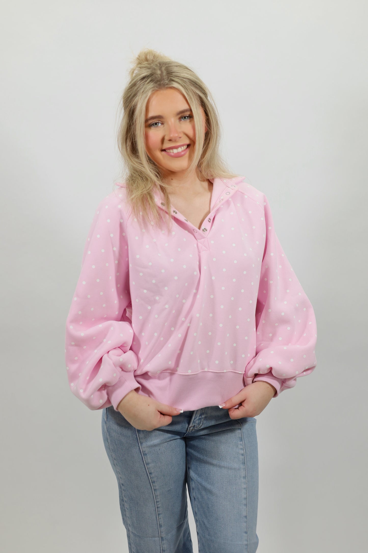 Polka Dot Piper Button Sweater