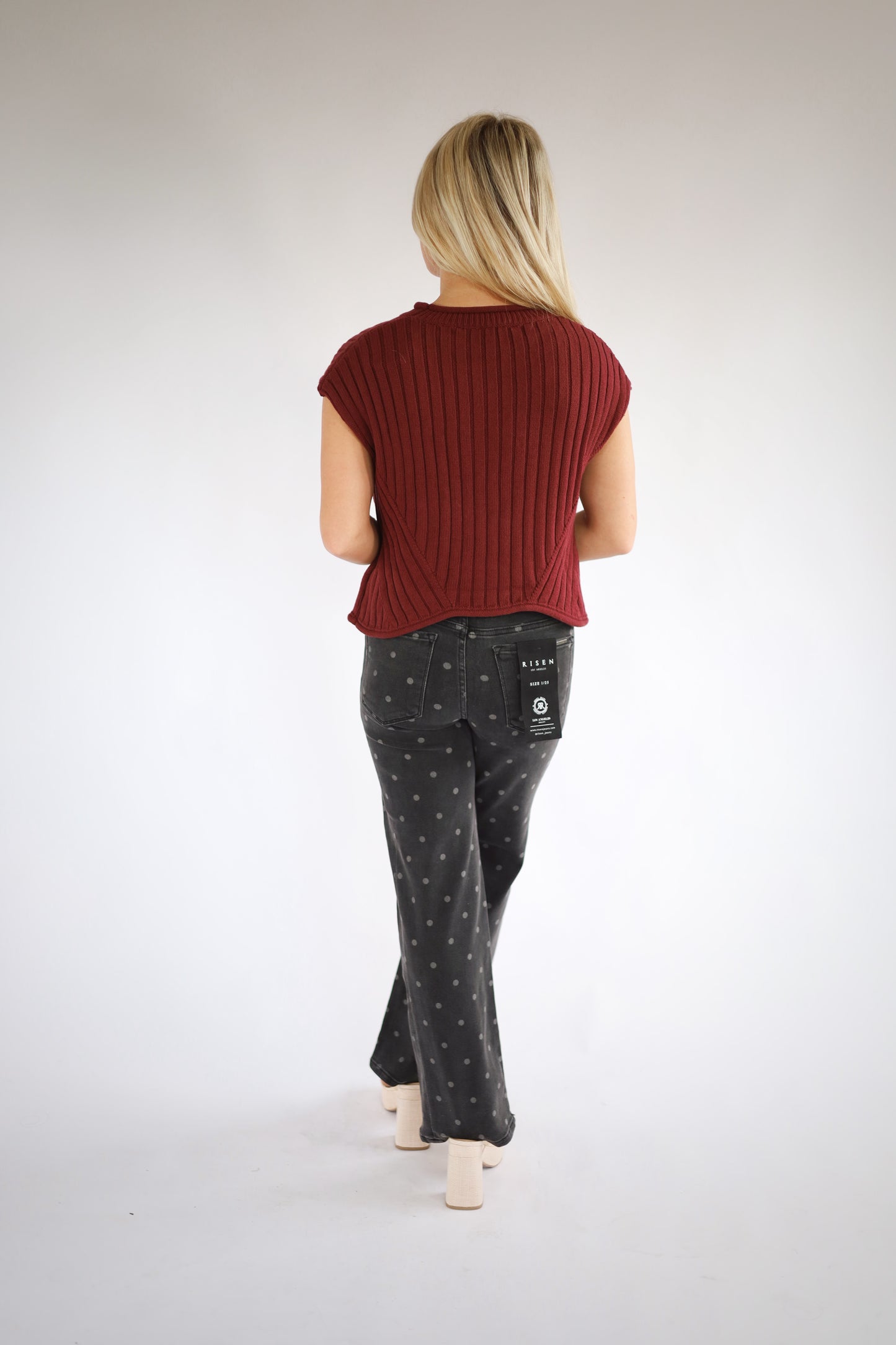 Risen High Rise Straight Polka Dot Jeans