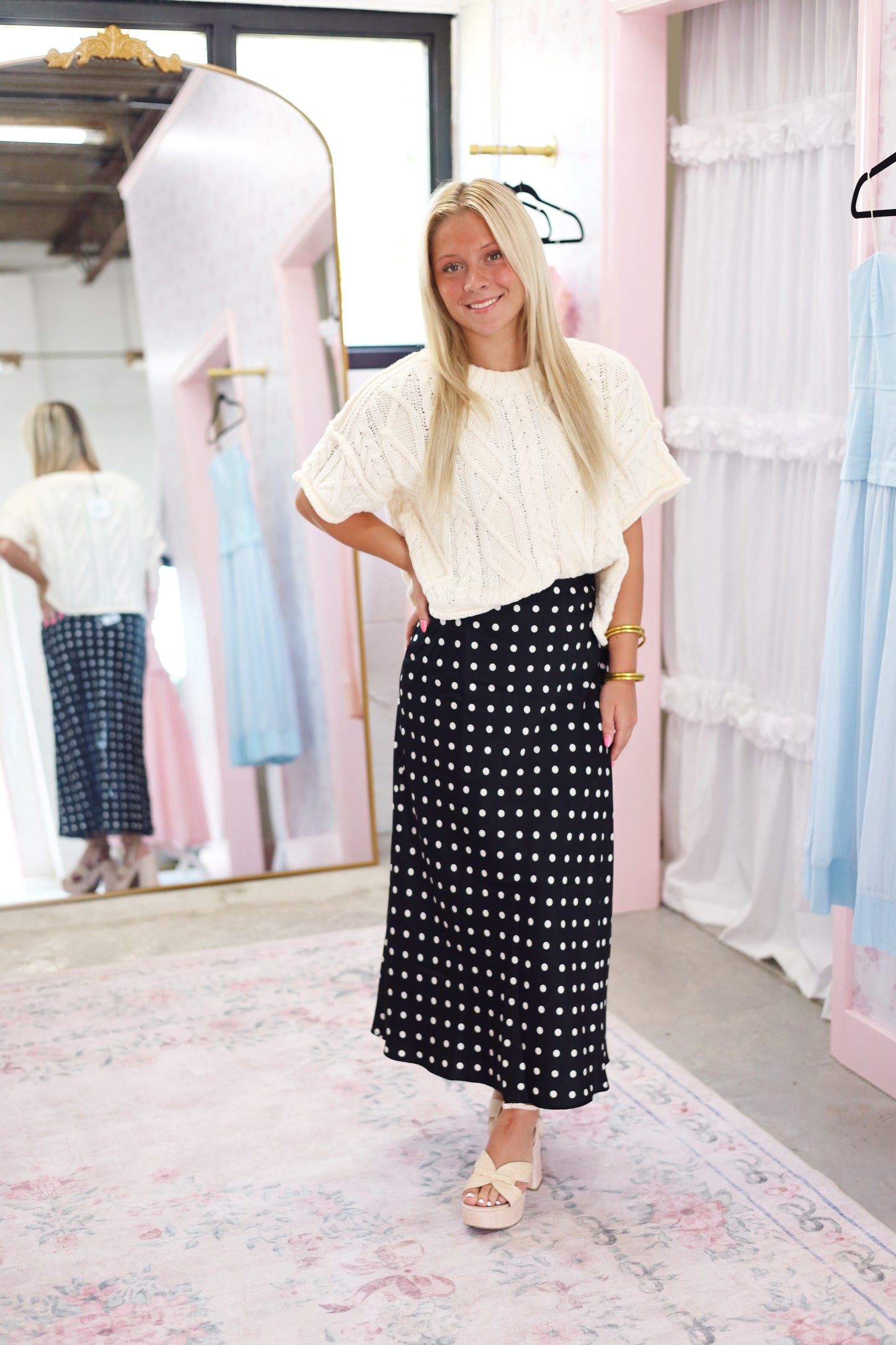 Kenzie Polka Dot Midi Skirt