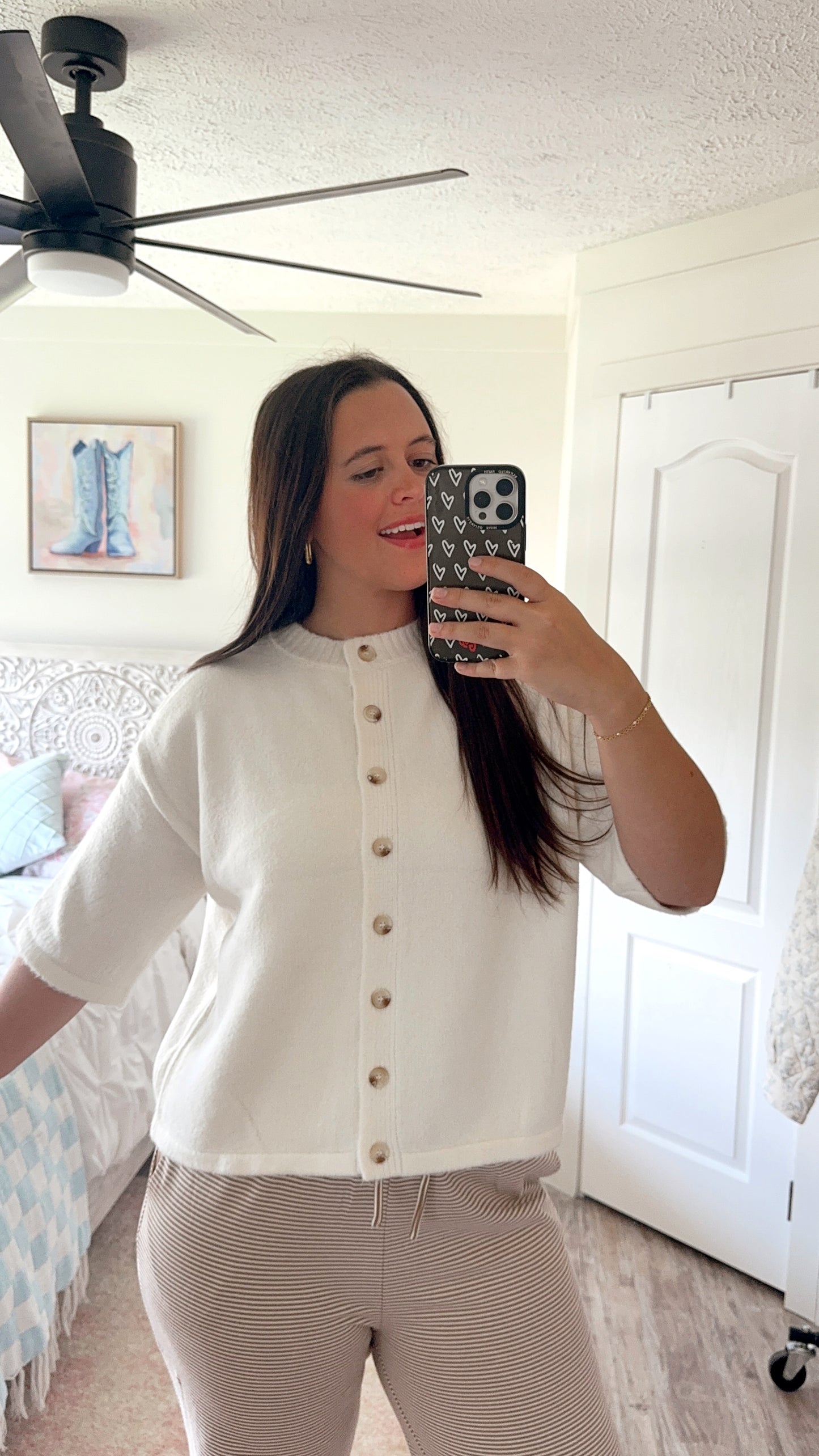 Addison Button Sweater- OFF WHITE