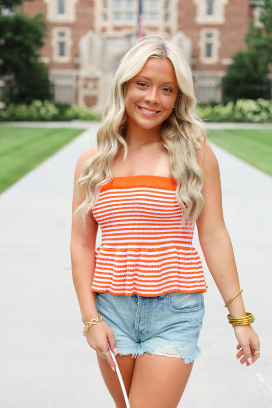 Orange & White Stripe Top