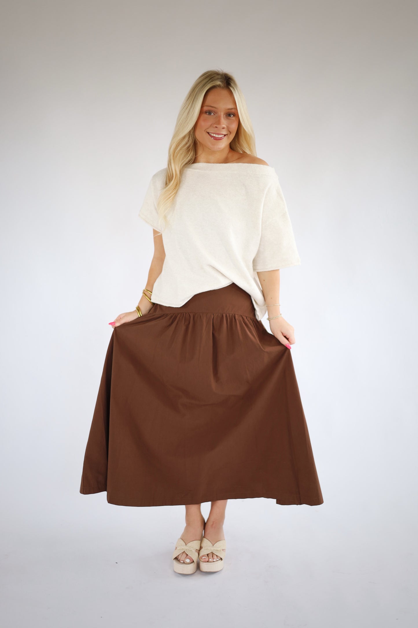 Coco Drop Waist Midi Skirt