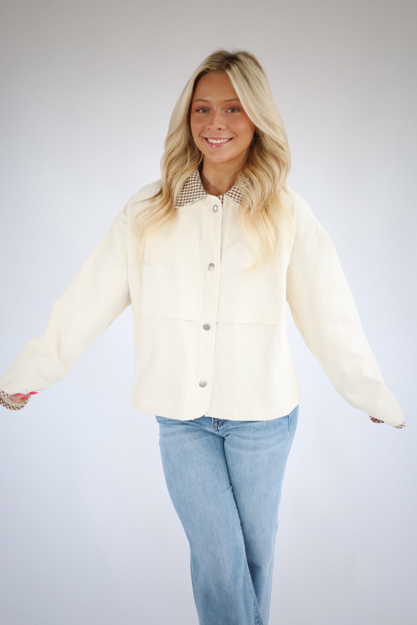 Gingham Contrast Barn Jacket
