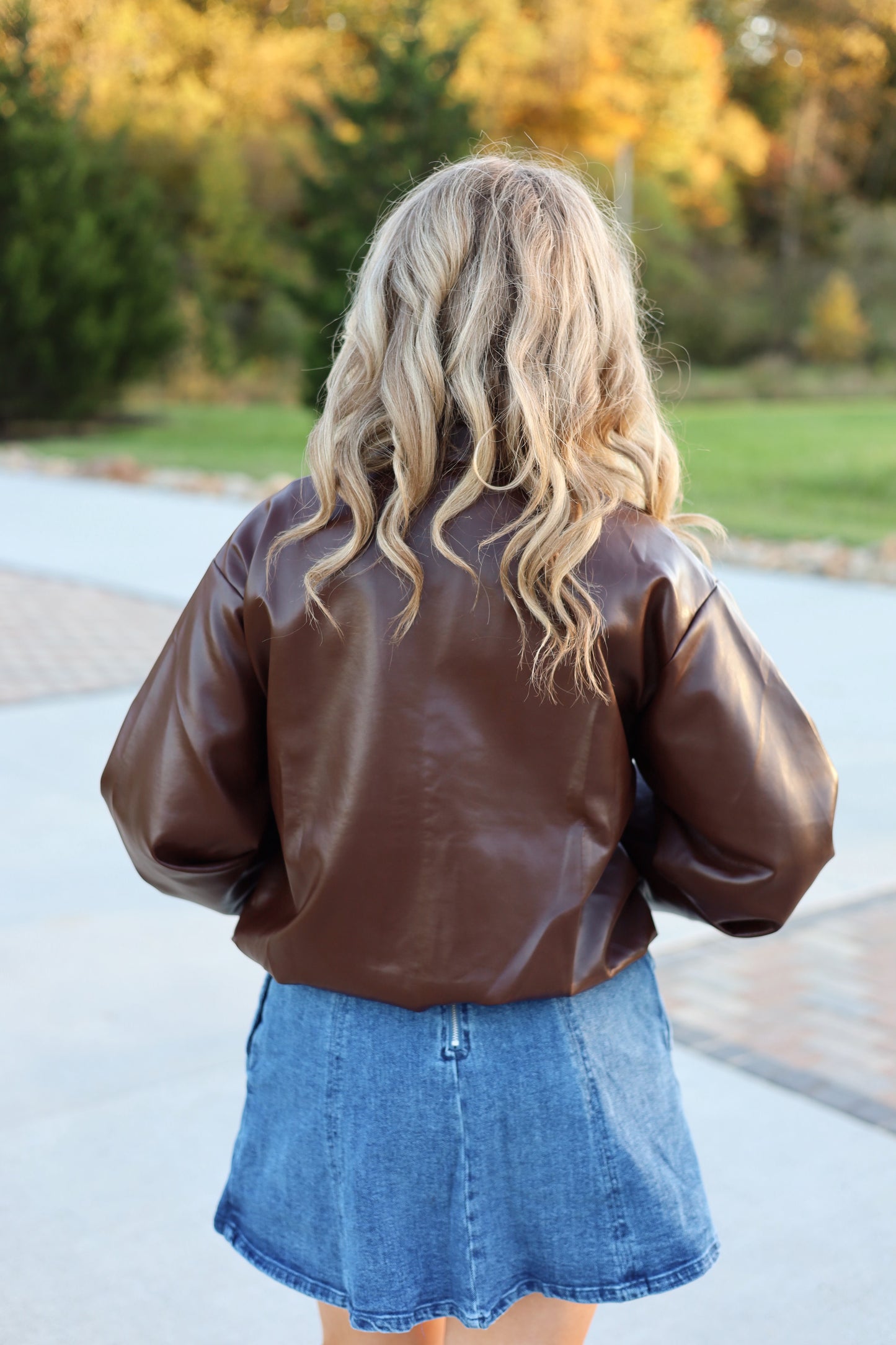 Bri Cropped Brown Leather Jacket