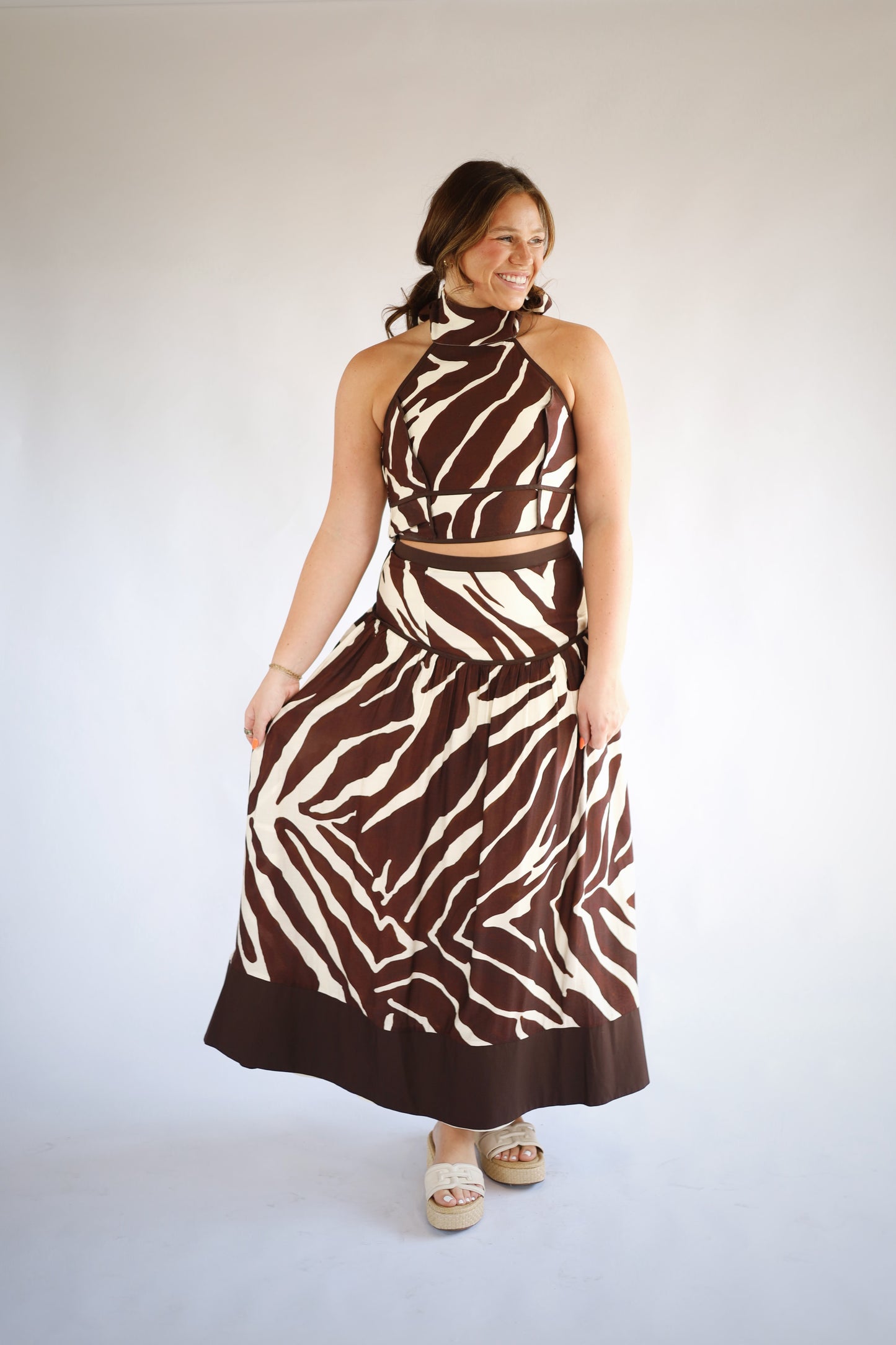 Zebra Top & Maxi Skirt Set