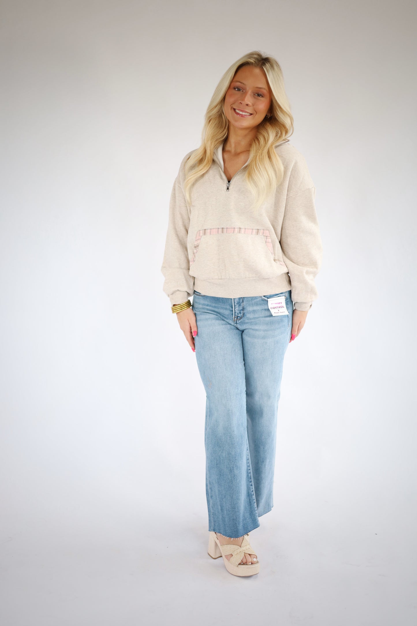 Caroline Plaid Trim Pullover
