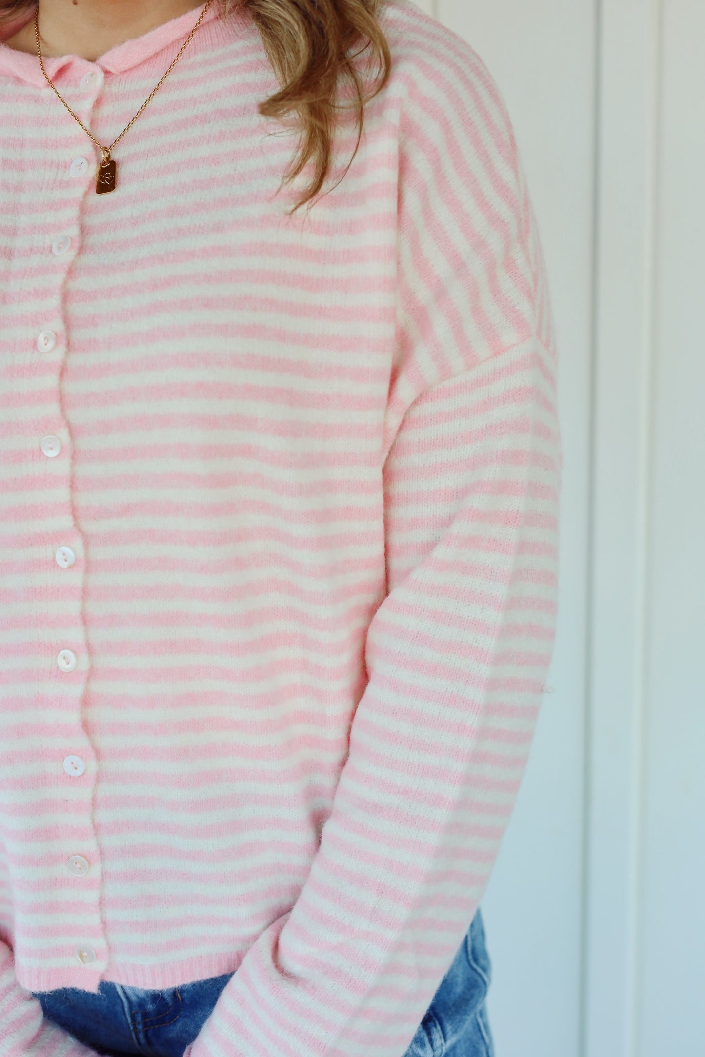 Piper Cardigan- Pink Stripe