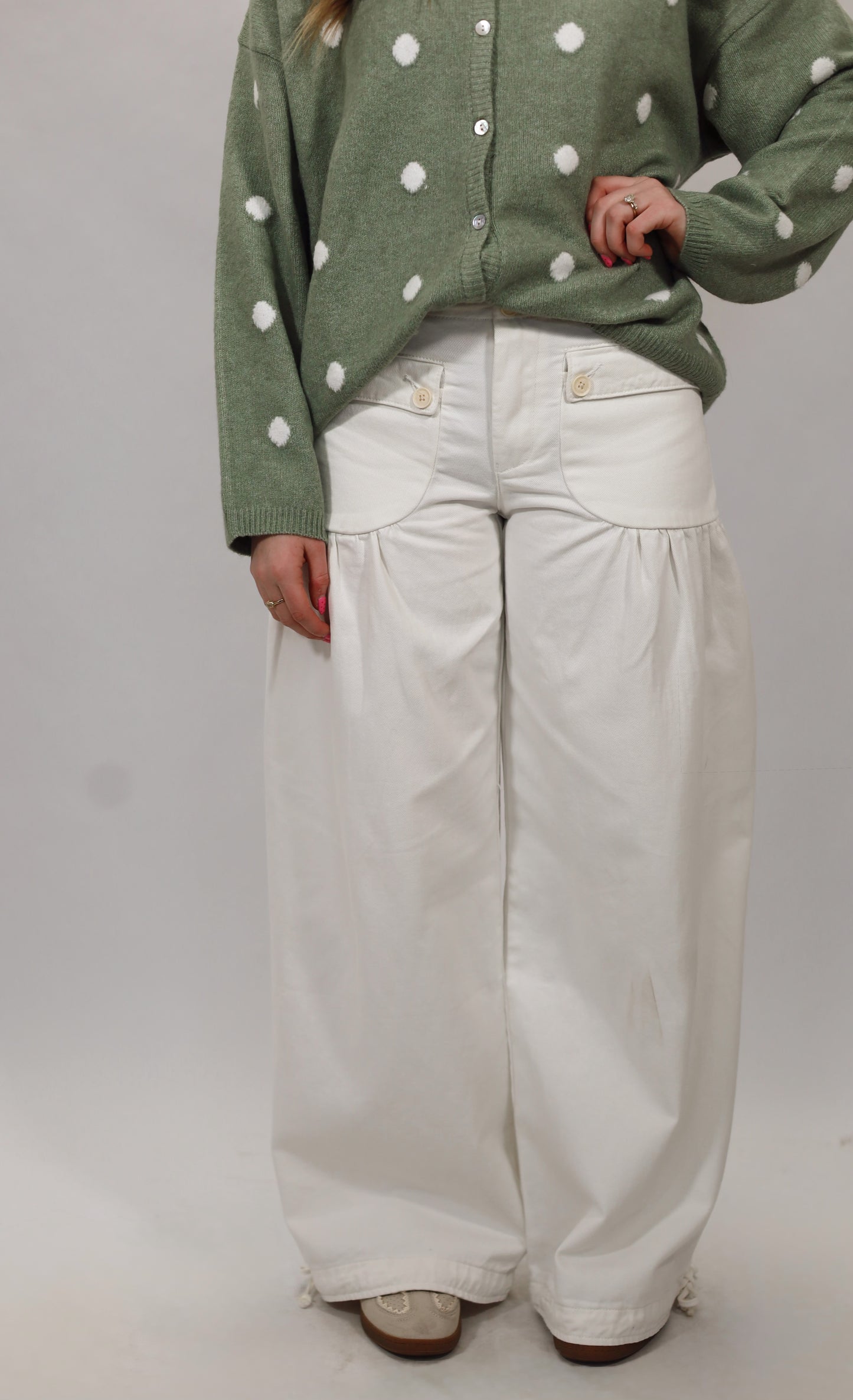 Dreamy Denim Button Front Jeans- WHITE
