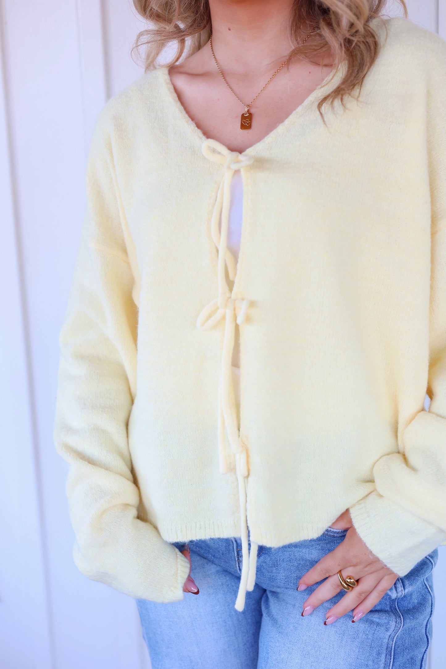 Nora Tie Sweater- Yellow