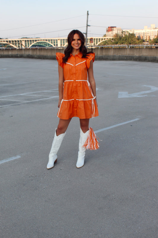 VOLS Ruffle Button Down Dress