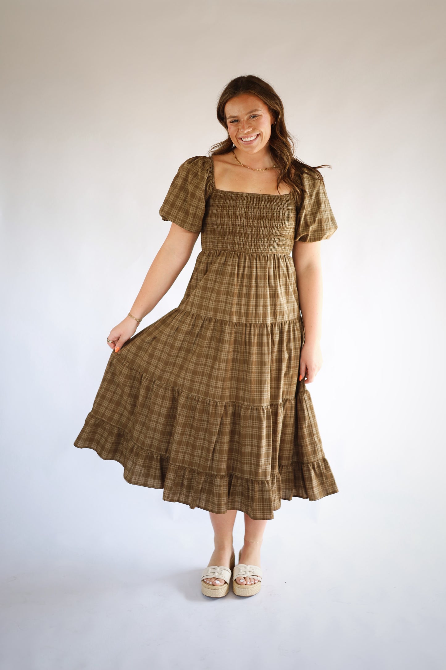 Sofia Plaid Midi Dress