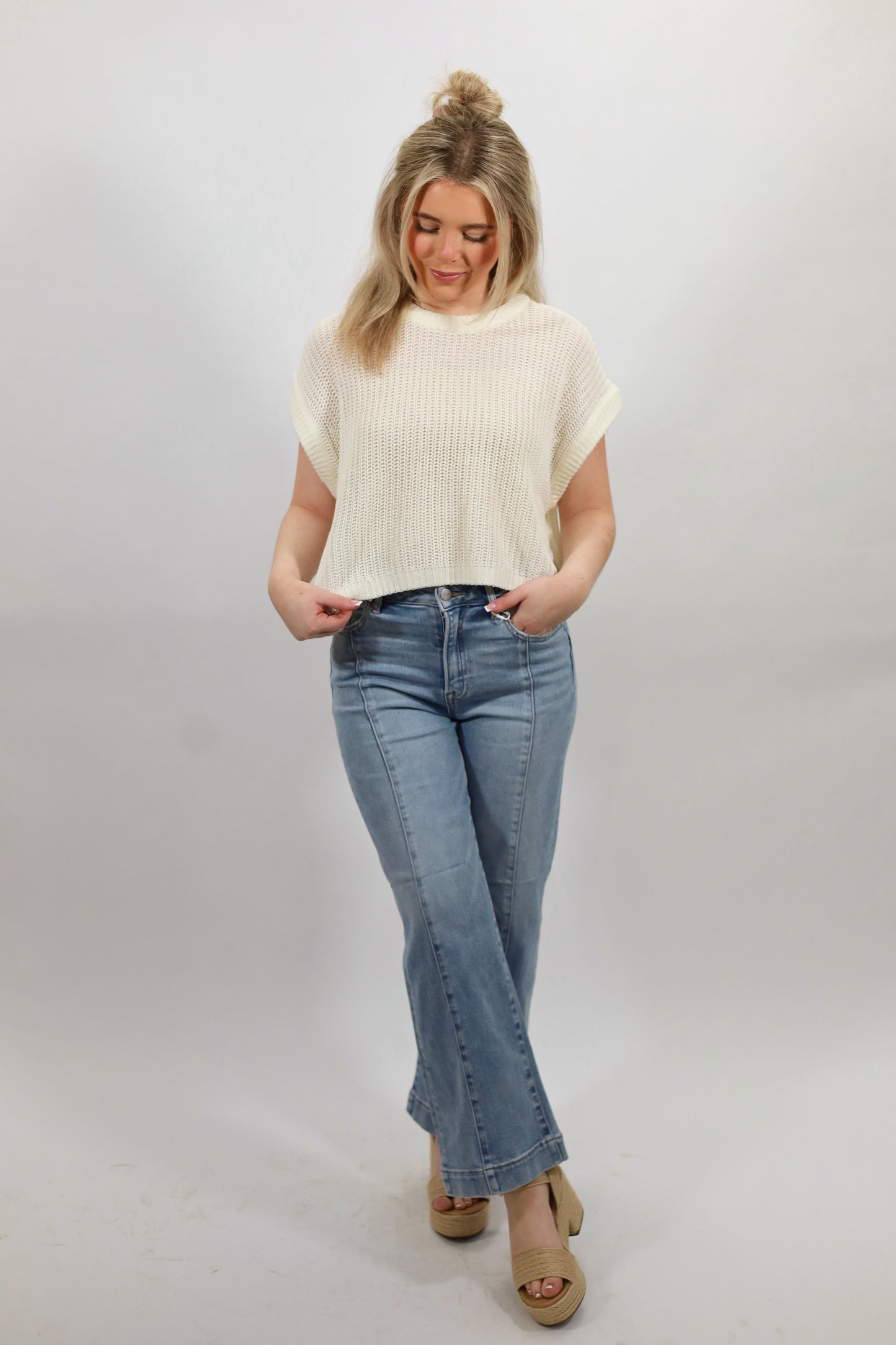 High Rise Crop Wide Jeans