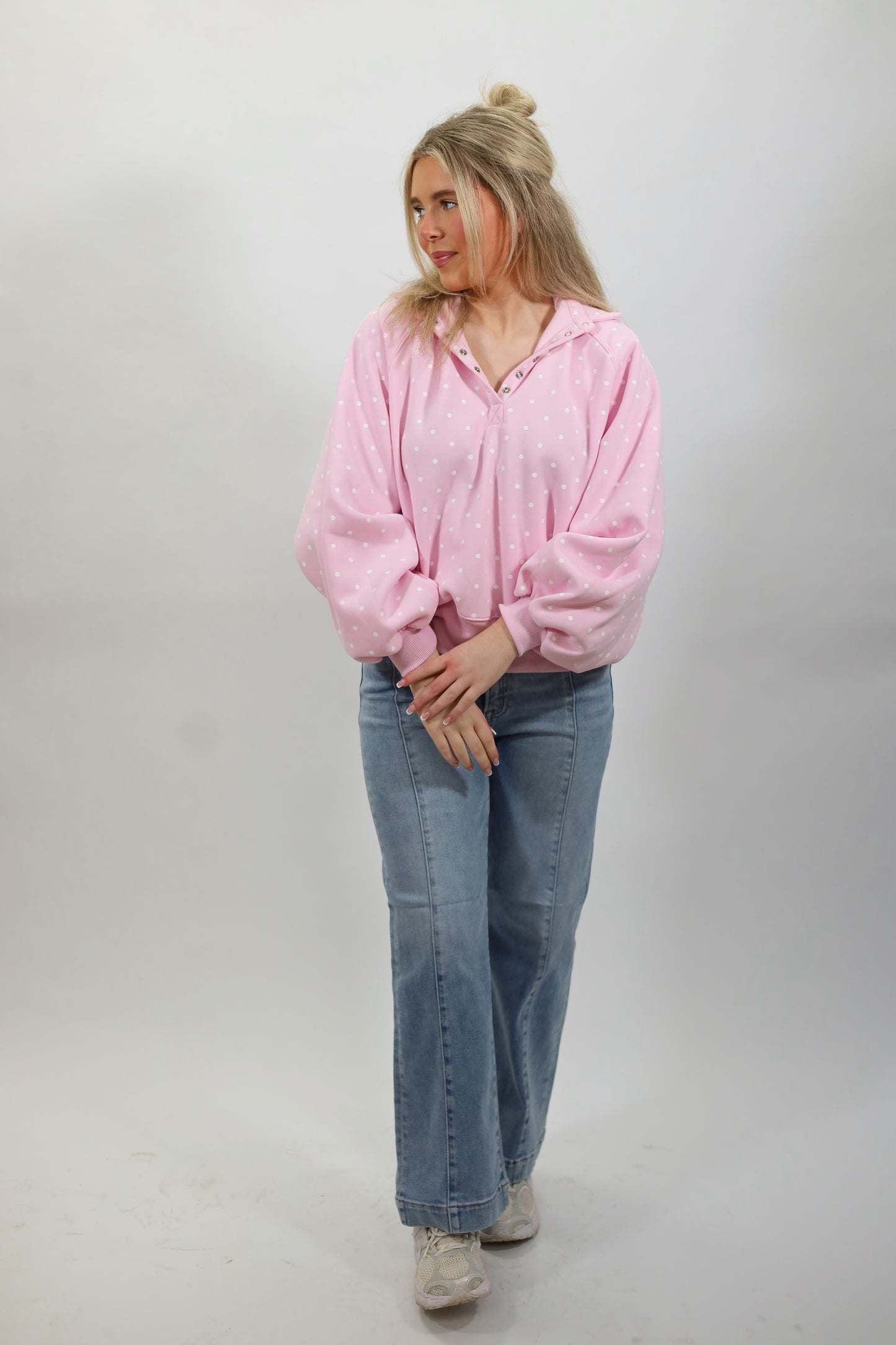 Polka Dot Piper Button Sweater