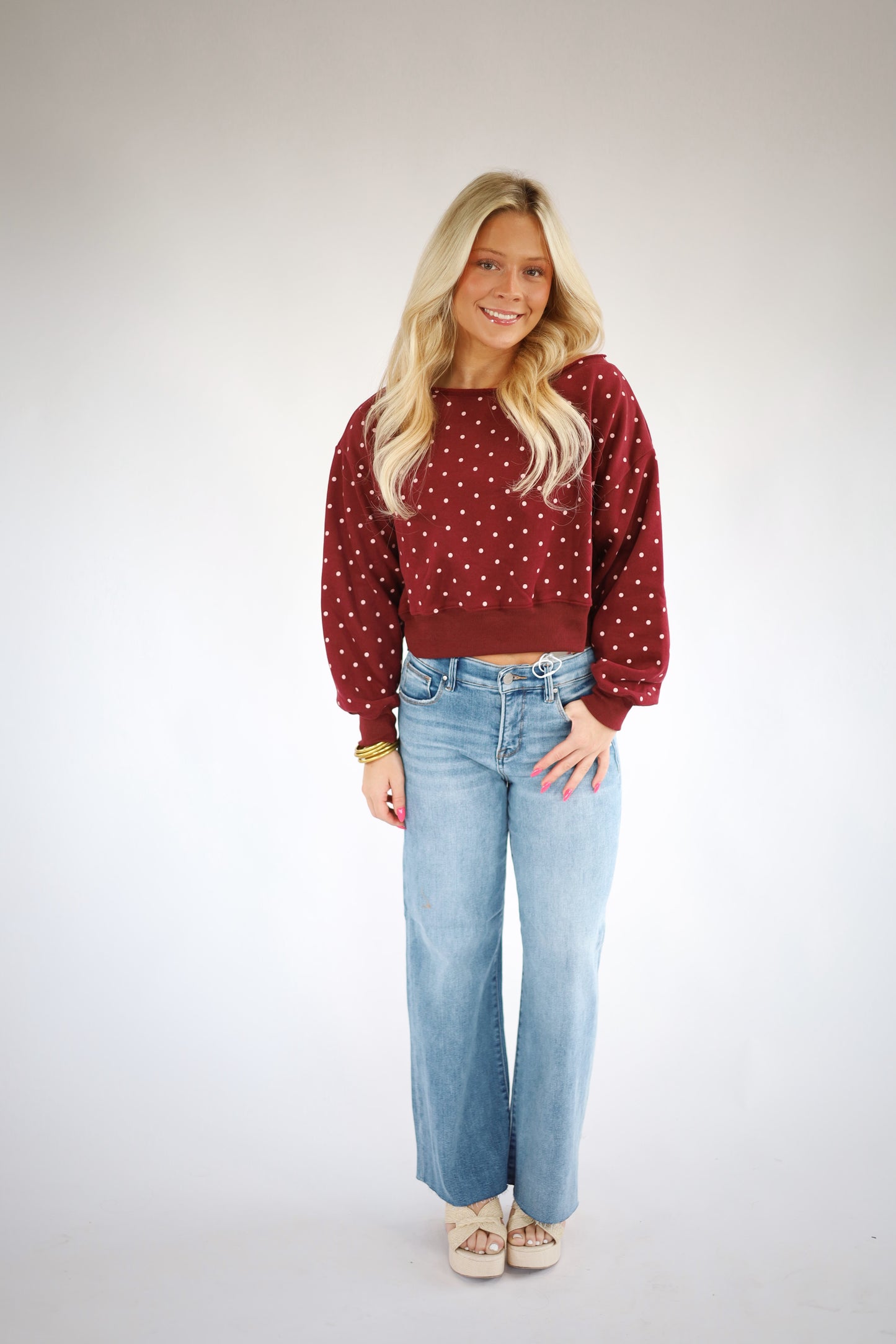 Mia Off Shoulder Sweatshirt-BURGUNDY