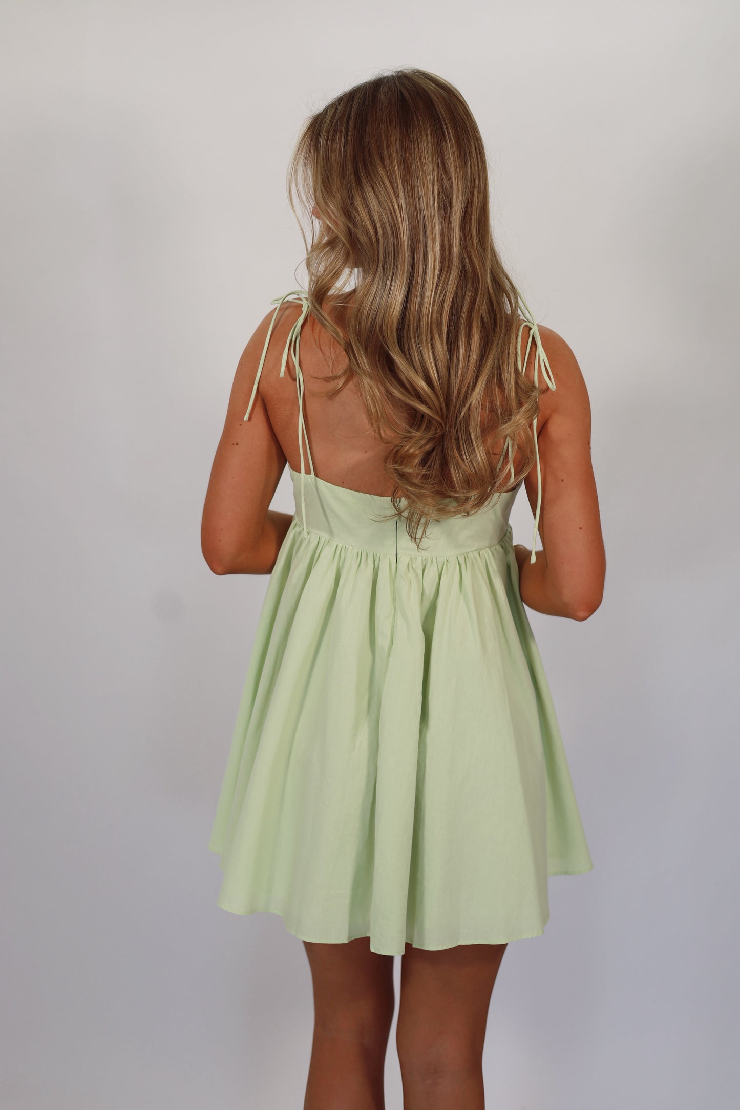 Brooklyn Bow Mini Dress- LIME