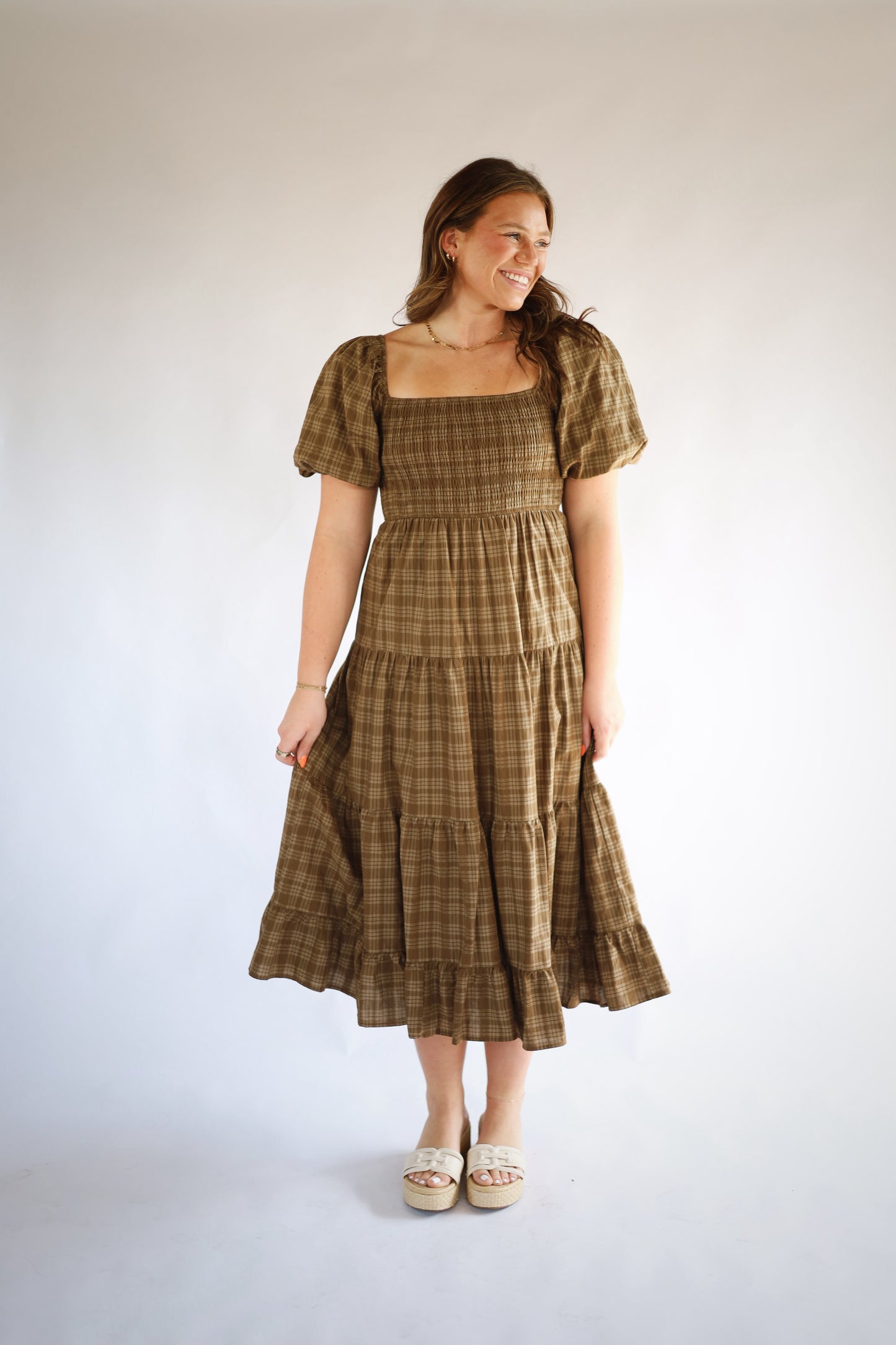 Sofia Plaid Midi Dress