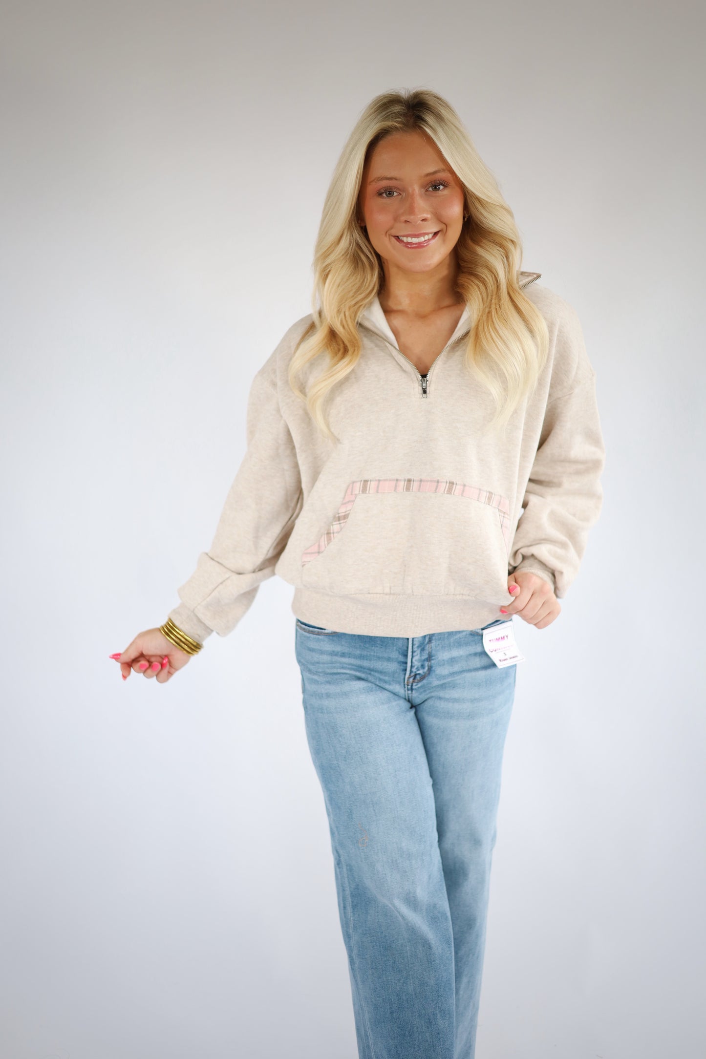 Caroline Plaid Trim Pullover