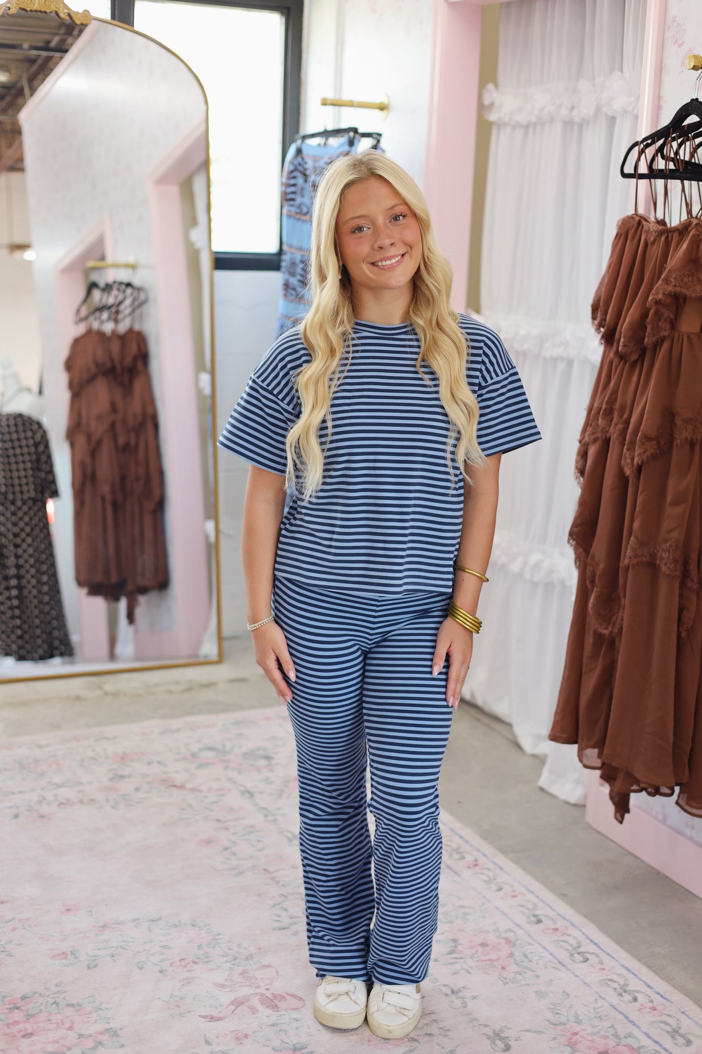 Freya Striped Tee- NAVY