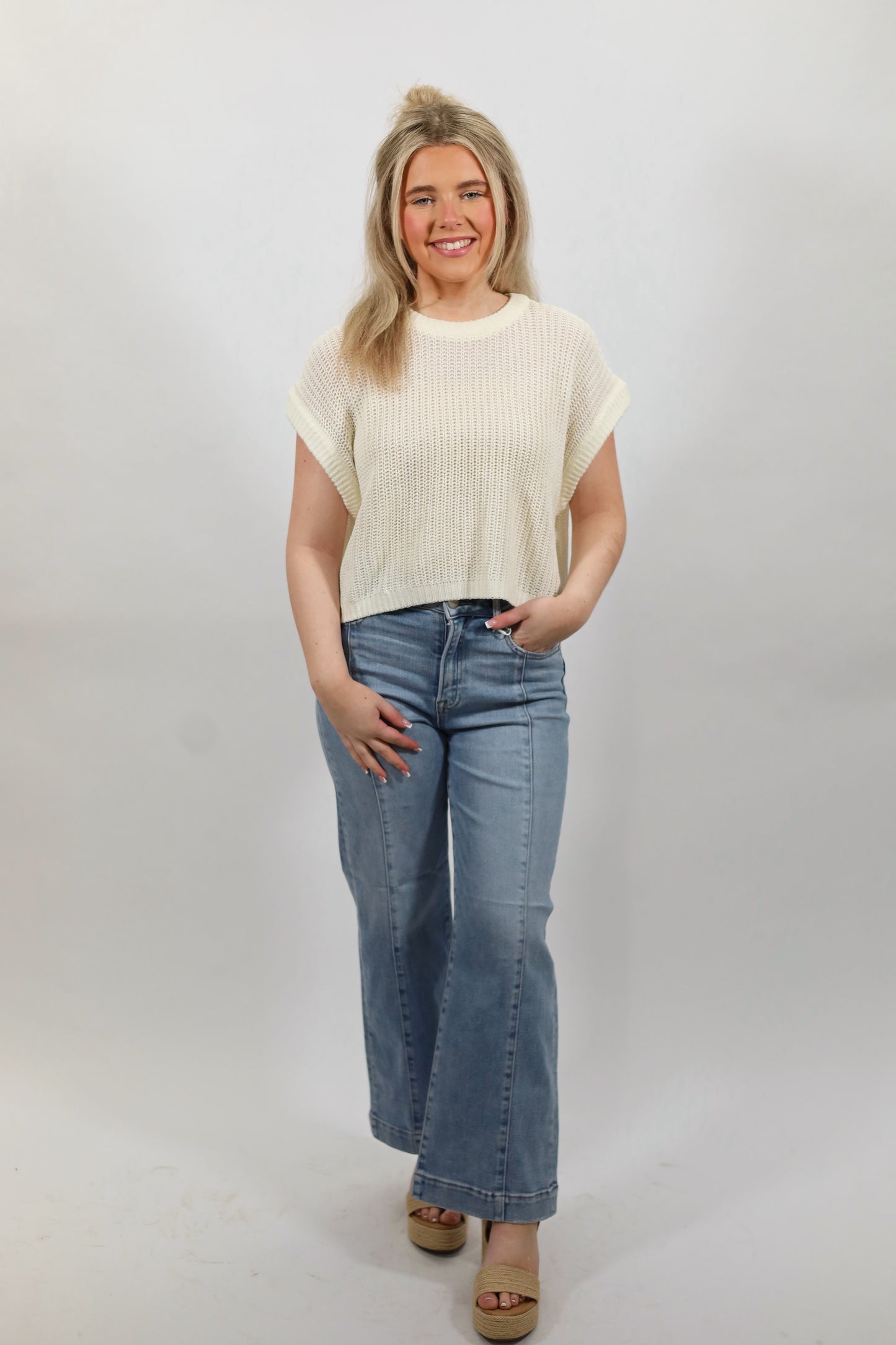 High Rise Crop Wide Jeans