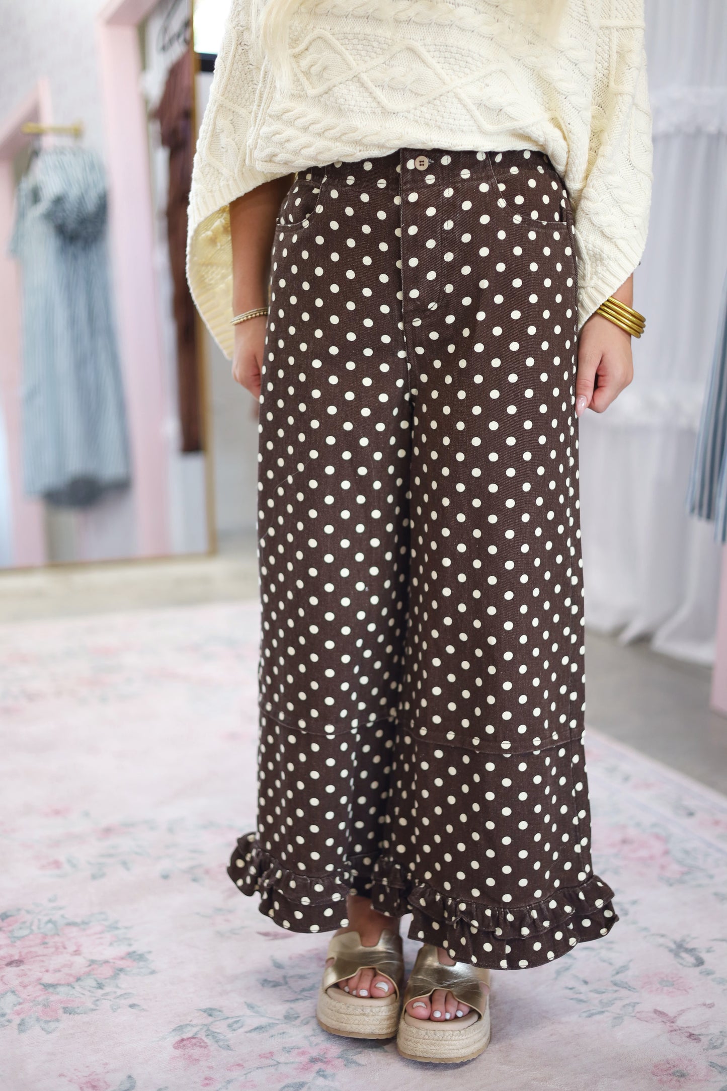 Bonnie Polka Dot Ruffled Jeans