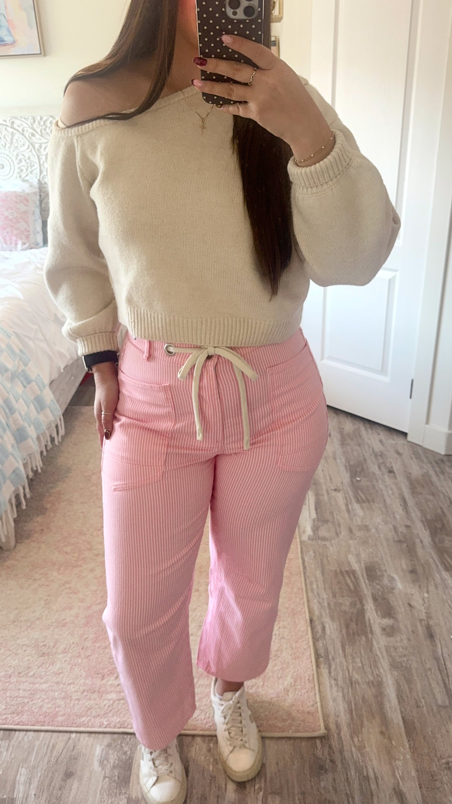 Poppi Barrel Pants- Pink Stripe
