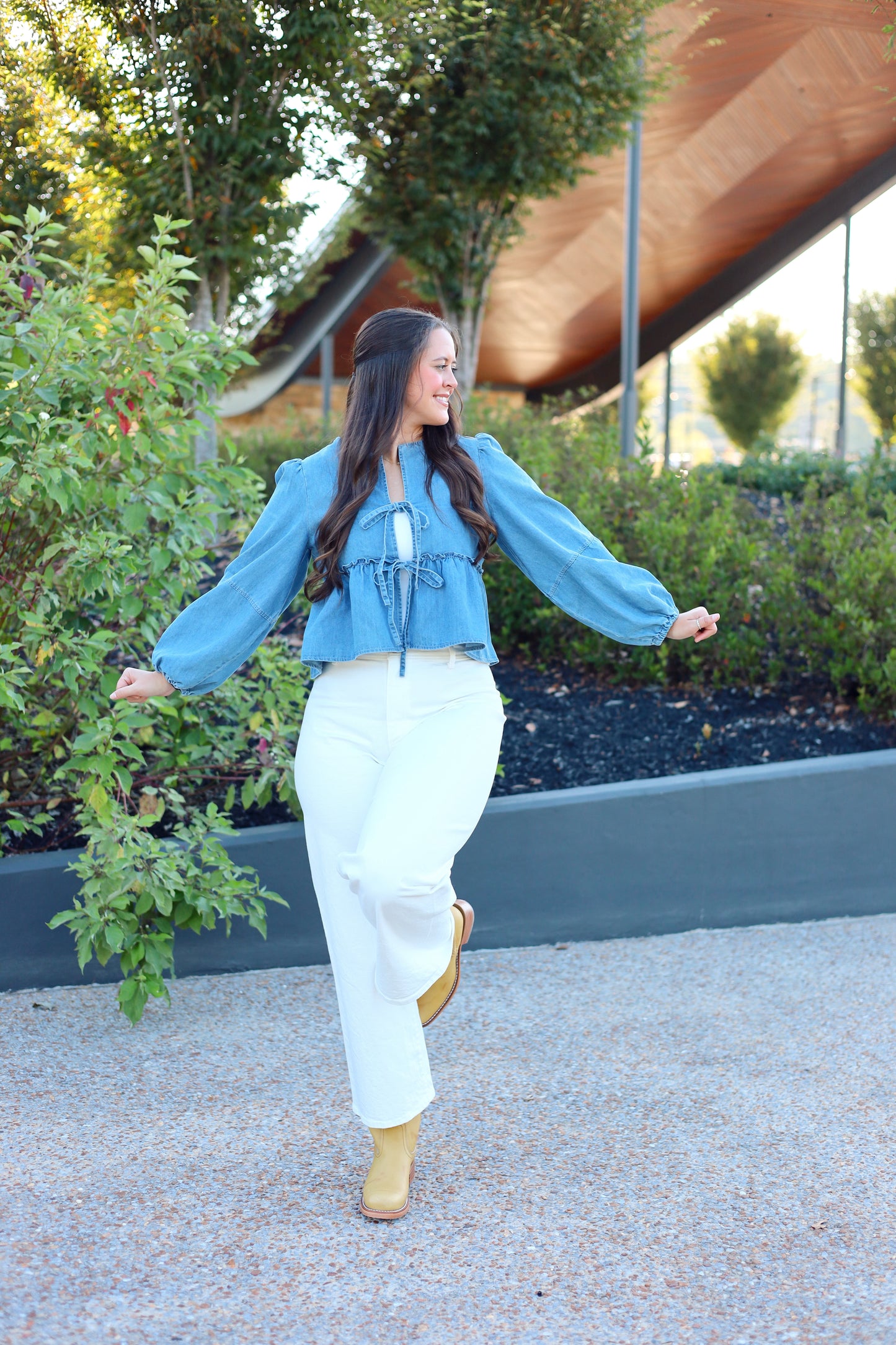 Daphne Denim Tie Top