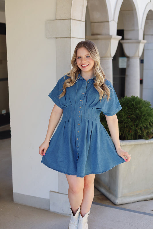 Tilly Pleated Button Dress