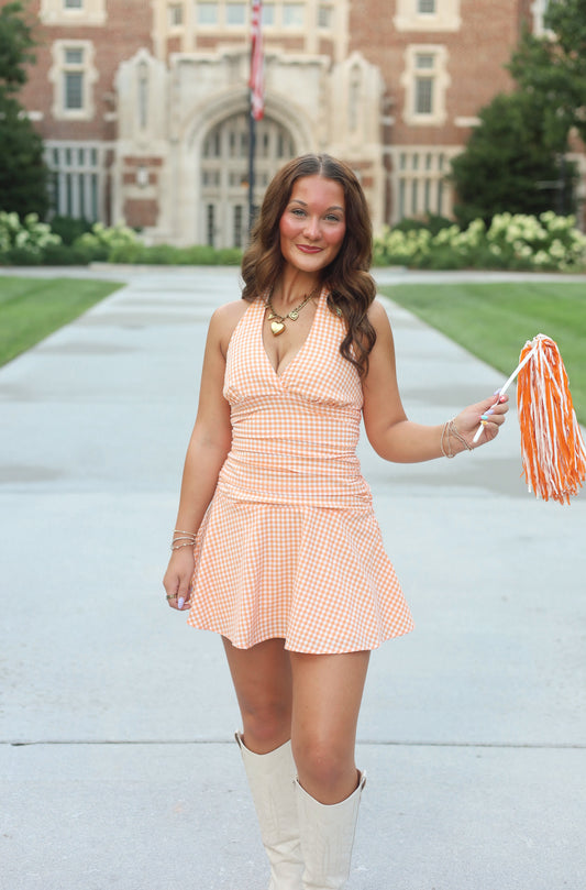 Halter Gingham Mini Dress