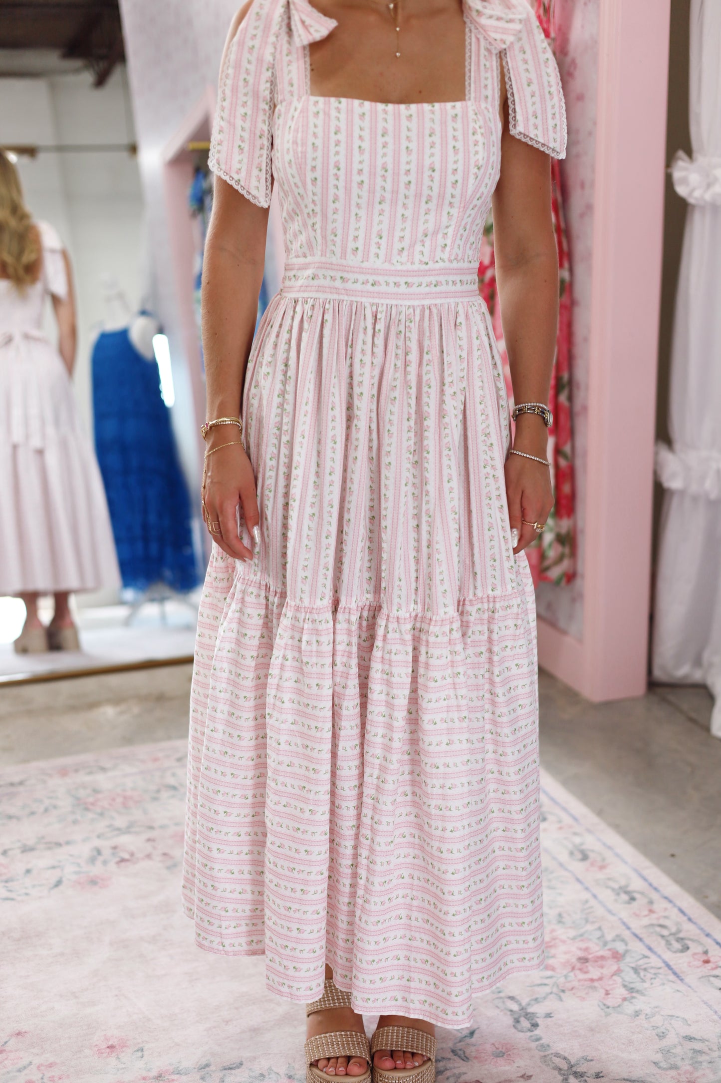 Floral Printed Tiered Midi Dress