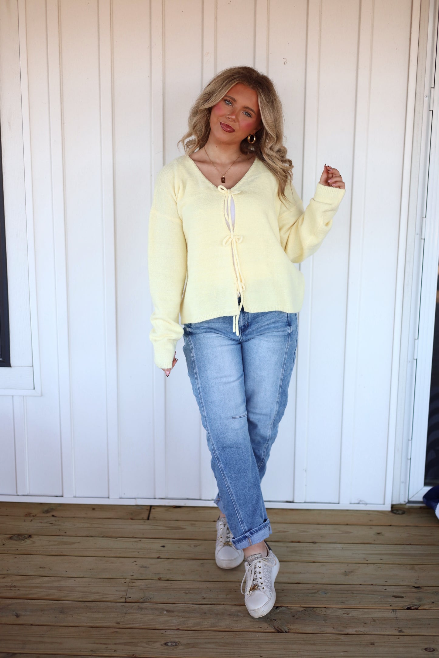 Nora Tie Sweater- Yellow