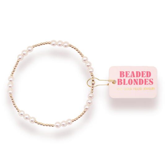 Beaded Blondes ILY  Pearl Bracelet